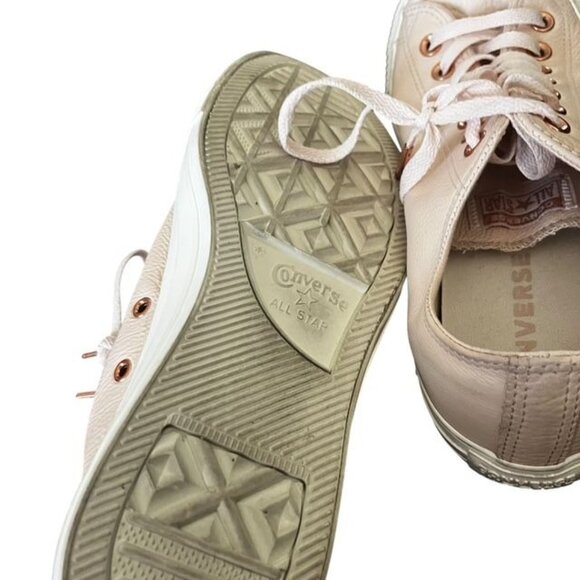 Converse All Star Leather Low Top Pale Pink Rose Gold Trim Sneakers Women's Size - Picture 6 of 6